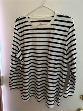 Joe Fresh Black and White Striped Long Sleeve Top